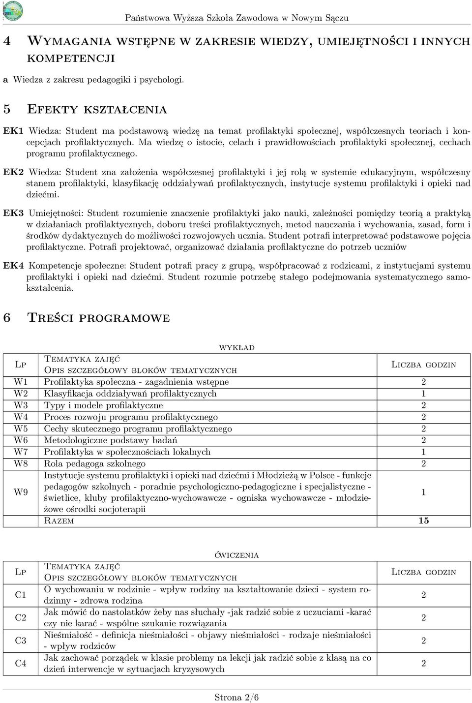 Ma wiedzę o istocie, celach i prawidłowościach profilaktyki społecznej, cechach programu profilaktycznego.