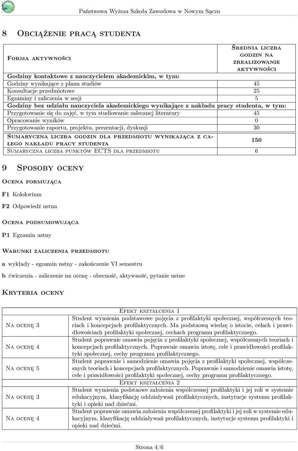 literatury 45 Opracowanie wyników 0 Przygotowanie raportu, projektu, prezentacji, dyskusji 30 Sumaryczna liczba godzin dla przedmiotu wynikająca z całego nakładu pracy studenta 50 Sumaryczna liczba