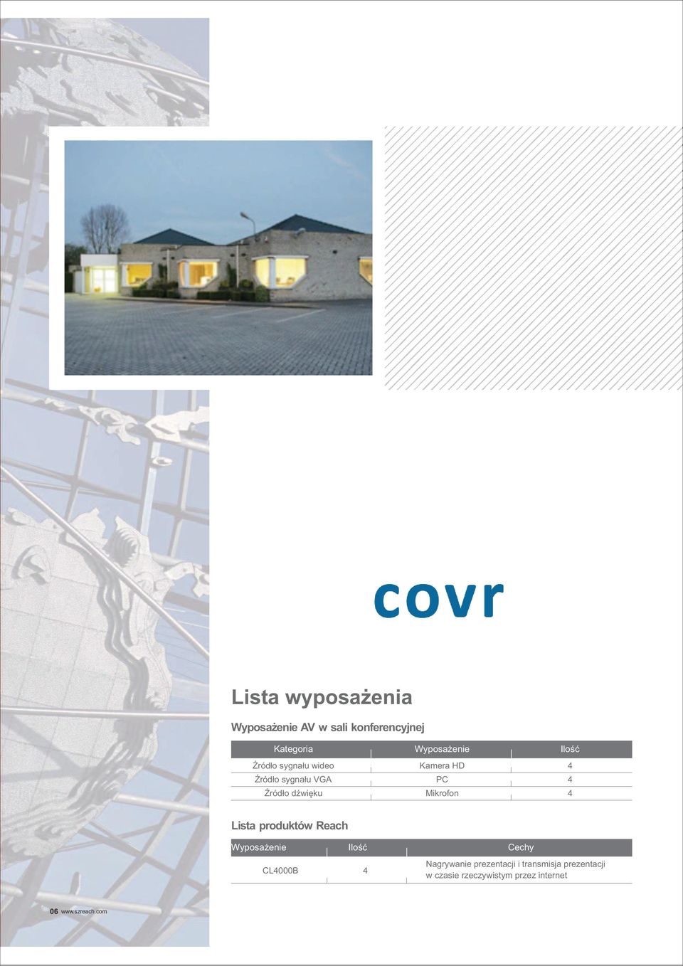 Mikrofon 4 Lista produktów Reach Wyposa enie Iloœæ Cechy CL4000B 4 Nagrywanie