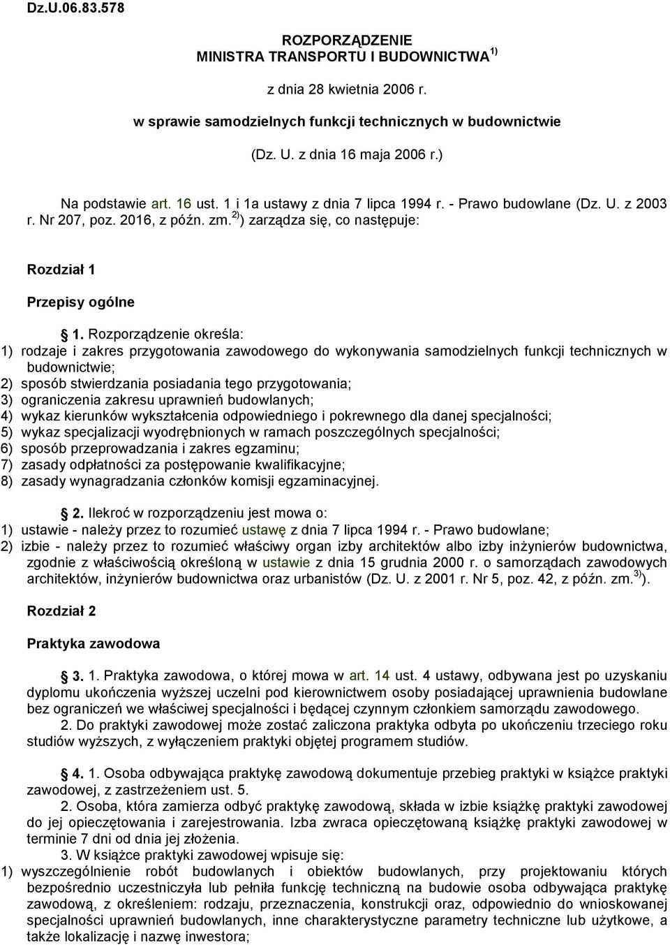 Rozporządzenie określa: 1) rodzaje i zakres przygotowania zawodowego do wykonywania samodzielnych funkcji technicznych w budownictwie; 2) sposób stwierdzania posiadania tego przygotowania; 3)