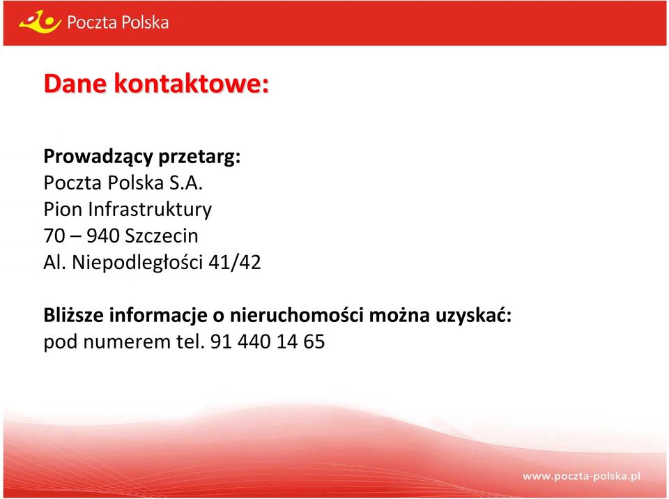 Pion Infrastruktury 70 940 Szczecin Al.