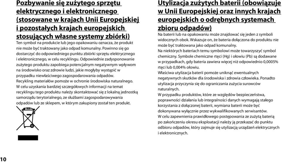 Powinno się go dostarczyć do odpowiedniego punktu zbiórki sprzętu elektrycznego i elektronicznego, w celu recyklingu.
