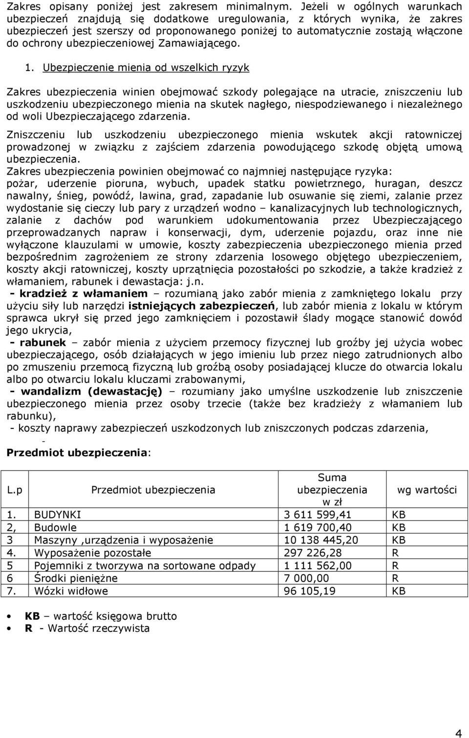 ubezpieczeniowej Zamawiającego. 1.