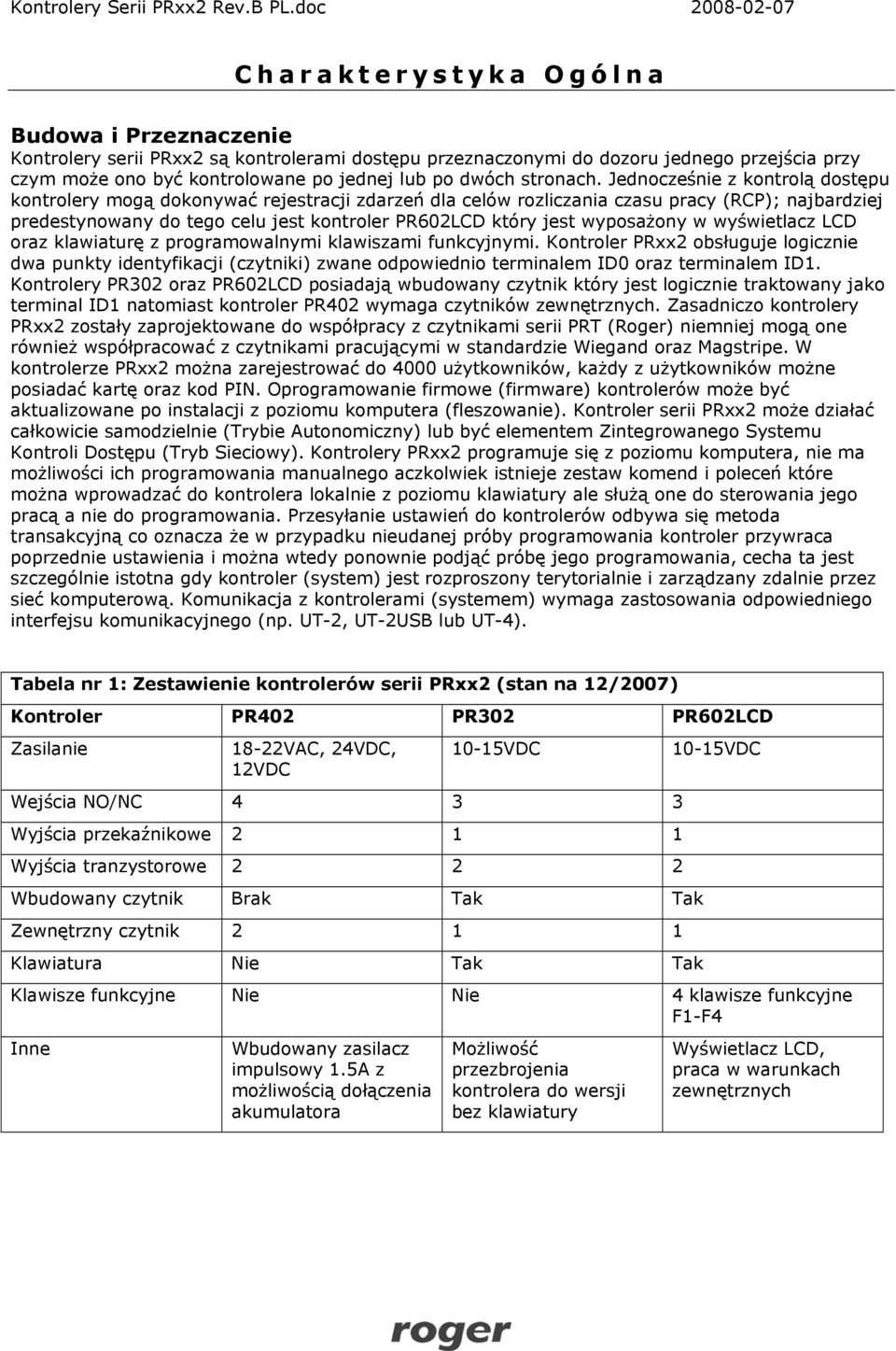 Jednocześnie z kontrolą dostępu kontrolery mogą dokonywać rejestracji zdarzeń dla celów rozliczania czasu pracy (RCP); najbardziej predestynowany do tego celu jest kontroler PR602LCD który jest