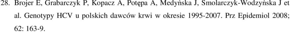 Genotypy HCV u polskich dawców krwi w