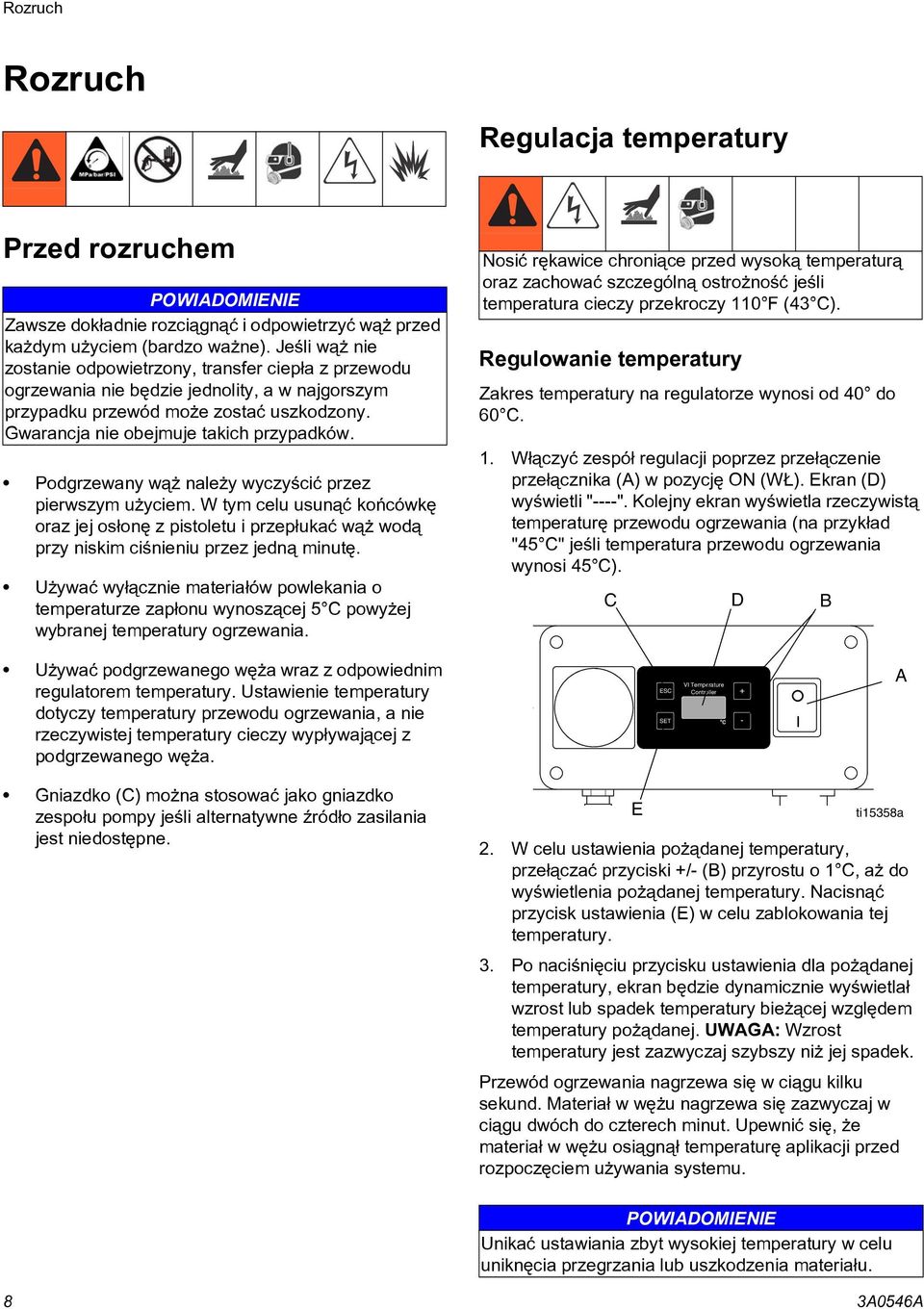 Podgrzewany w¹ nale y wyczyœciæ przez pierwszym u yciem. W tym celu usun¹æ koñcówkê oraz jej os³onê z pistoletu i przep³ukaæ w¹ wod¹ przy niskim ciœnieniu przez jedn¹ minutê.