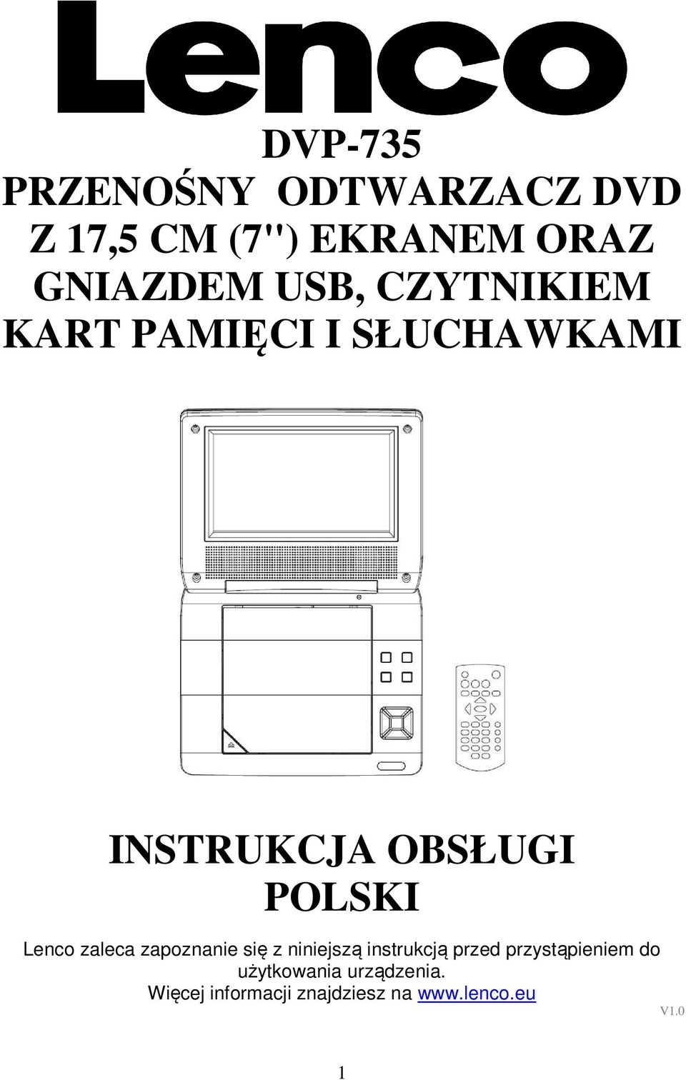 Lenco zaleca zapoznanie się z niniejszą instrukcją przed przystąpieniem