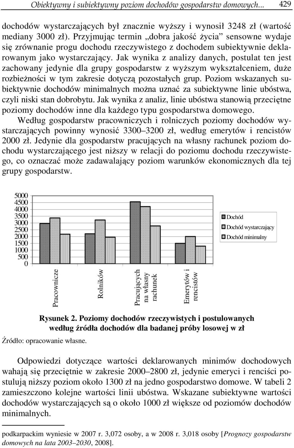 Jak wynika z analizy danych, postulat ten jest zachowany jedynie dla grupy gospodarstw z wyższym wykształceniem, duże rozbieżności w tym zakresie dotyczą pozostałych grup.