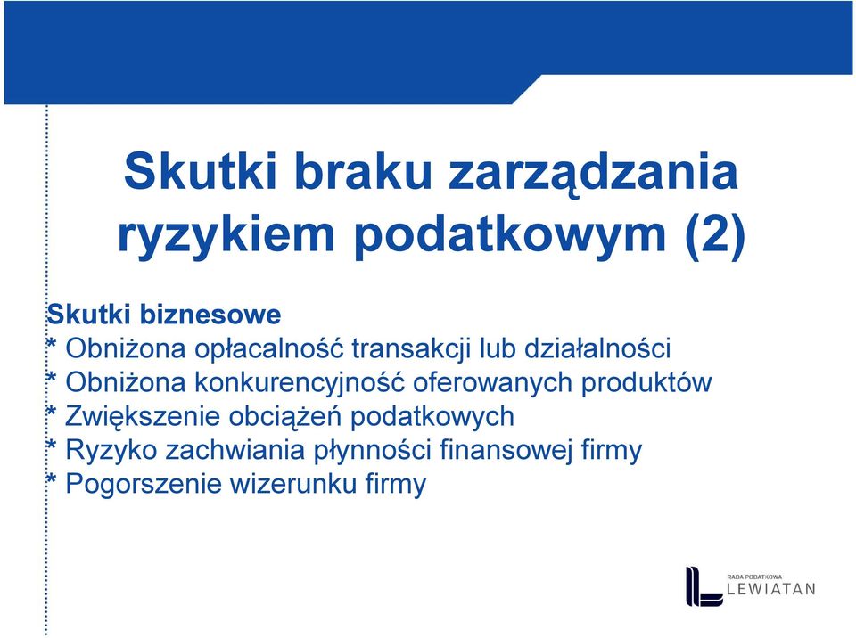 konkurencyjność oferowanych produktów * Zwiększenie obciążeń