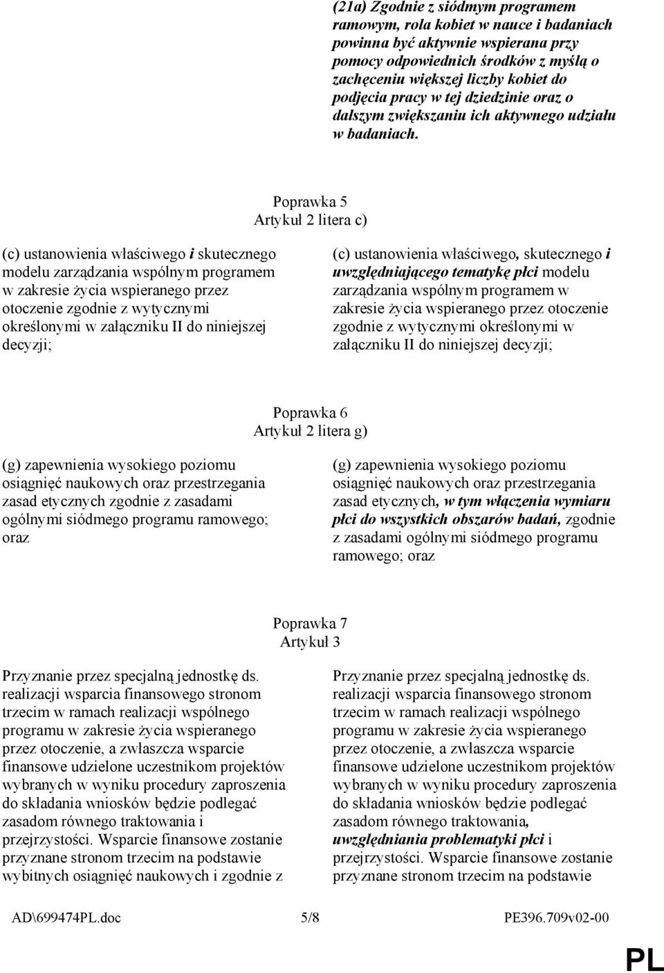 Poprawka 5 Artykuł 2 litera c) (c) ustanowienia właściwego i skutecznego modelu zarządzania wspólnym programem w zakresie Ŝycia wspieranego przez otoczenie zgodnie z wytycznymi określonymi w