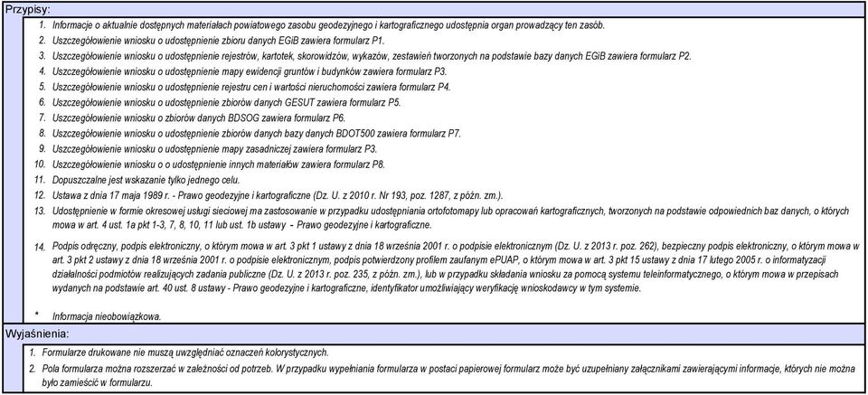 Uszczegółowienie wniosku o udostępnienie rejestrów, kartotek, skorowidzów, wykazów, zestawień tworzonych na podstawie bazy danych EGiB zawiera formularz P2.