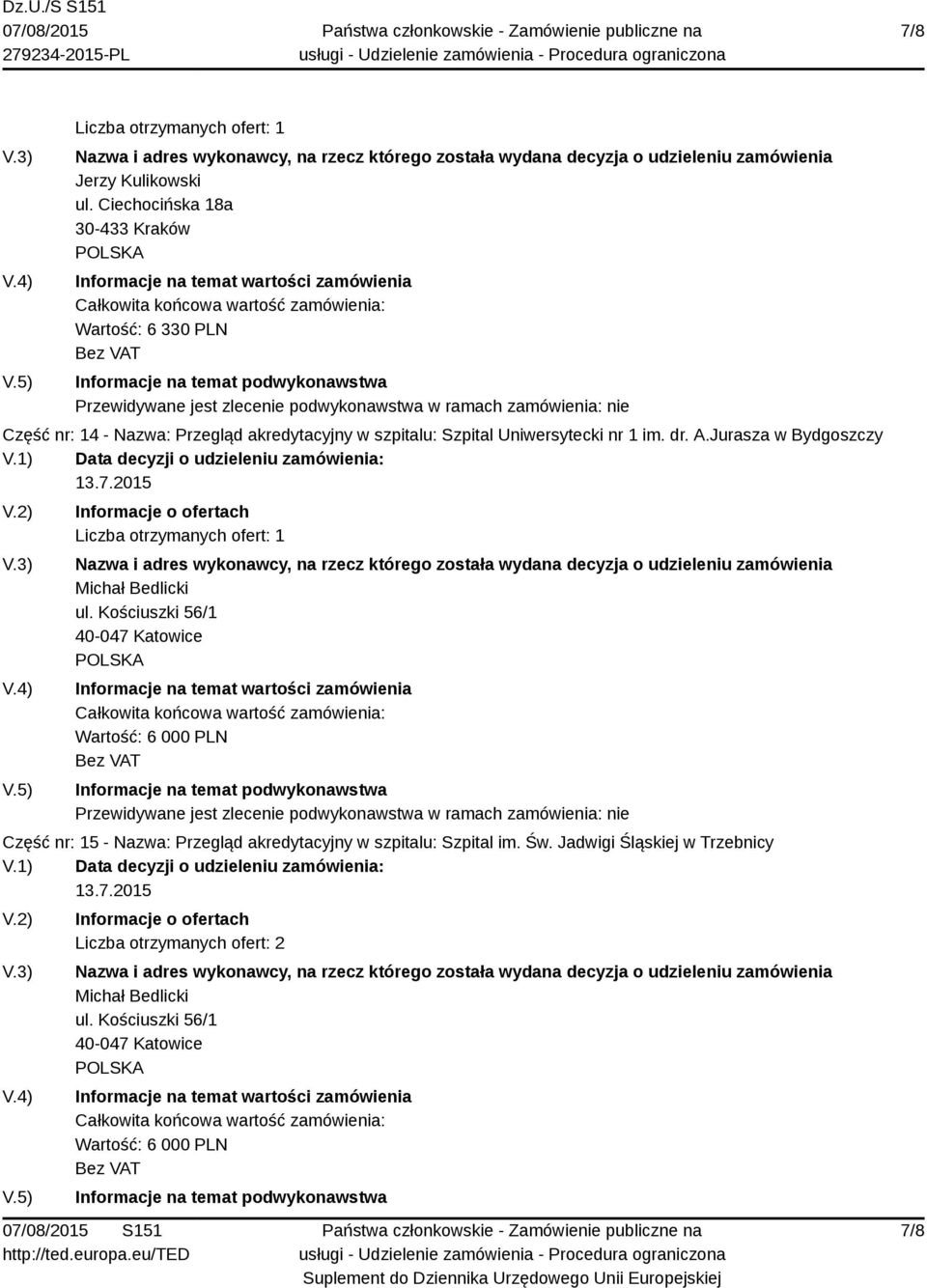 Uniwersytecki nr 1 im. dr. A.Jurasza w Bydgoszczy Michał Bedlicki ul.