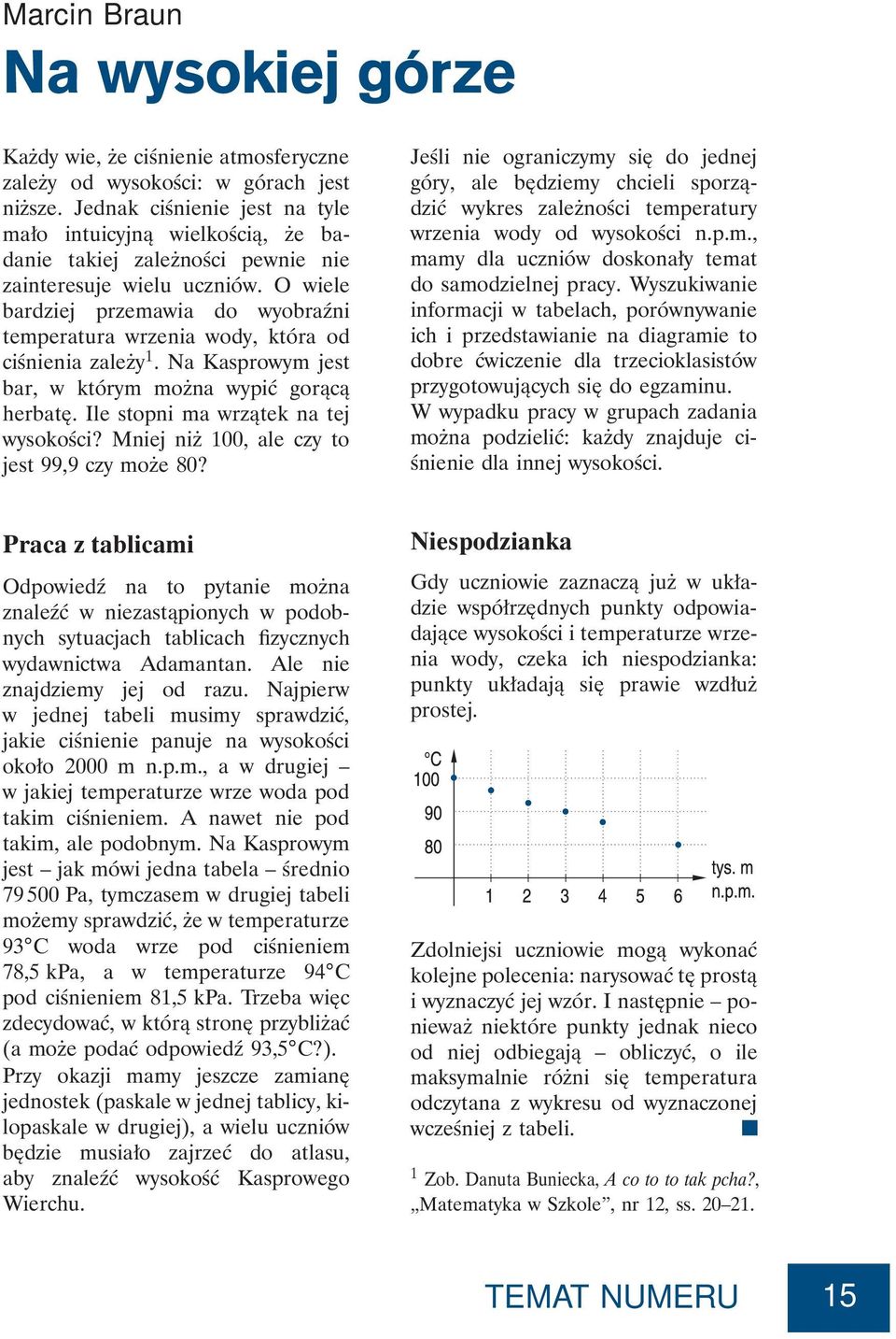 O wiele bardziej przemawia do wyobraźni temperatura wrzenia wody, która od ciśnienia zależy 1.NaKasprowymjest bar, w którym można wypić gorącą herbatę. Ile stopni ma wrzątek na tej wysokości?