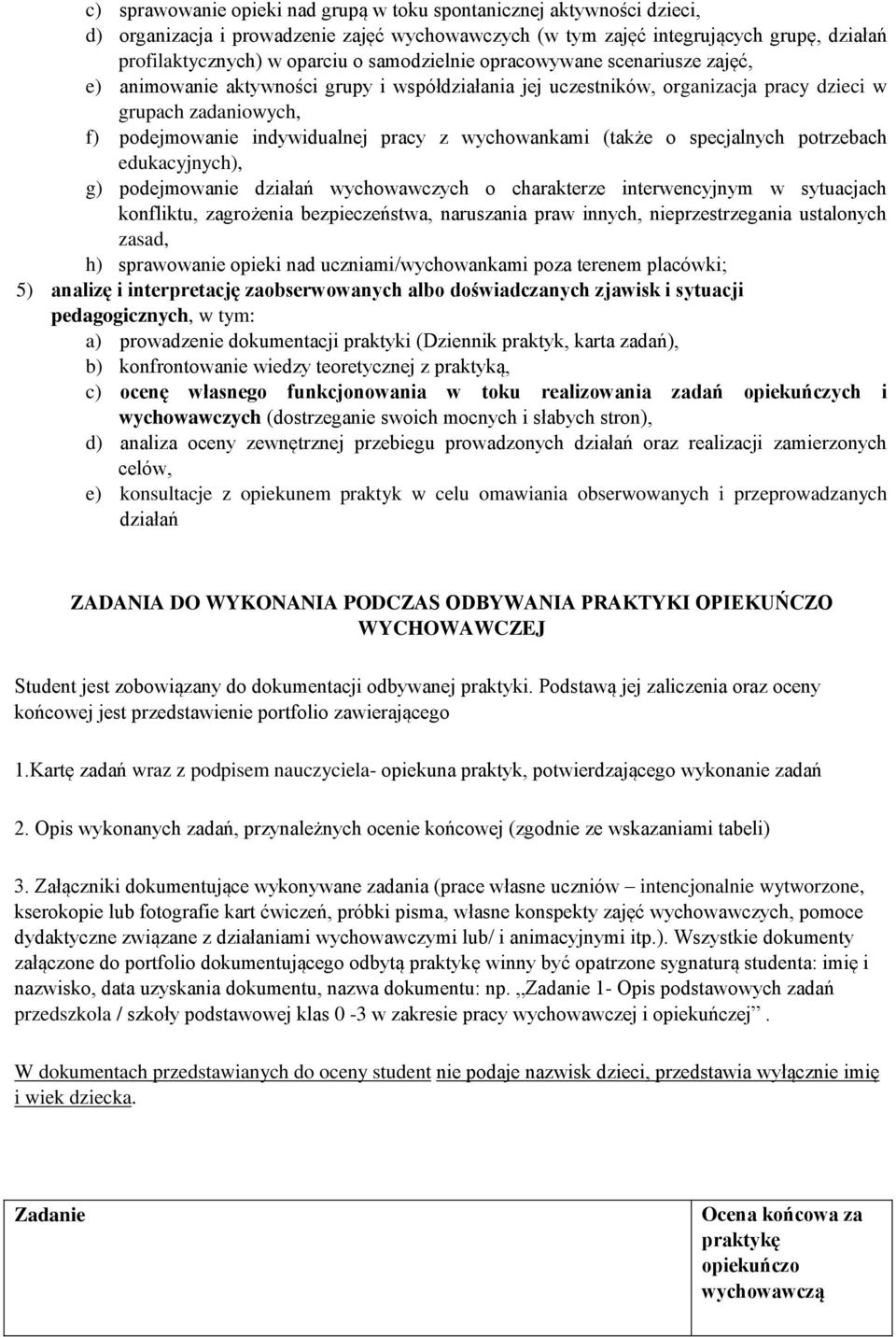 wychowankami (także o specjalnych potrzebach edukacyjnych), g) podejmowanie działań wychowawczych o charakterze interwencyjnym w sytuacjach konfliktu, zagrożenia bezpieczeństwa, naruszania praw