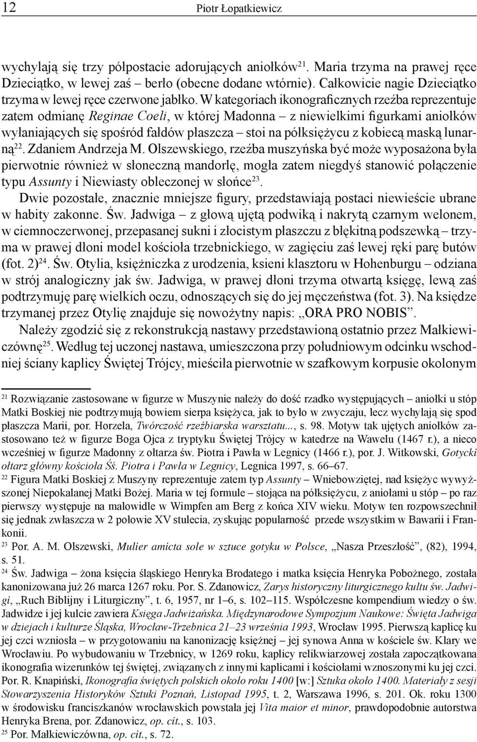 W kategoriach ikonograficznych rzeźba reprezentuje zatem odmianę Reginae Coeli, w której Madonna z niewielkimi figurkami aniołków wyłaniających się spośród fałdów płaszcza stoi na półksiężycu z