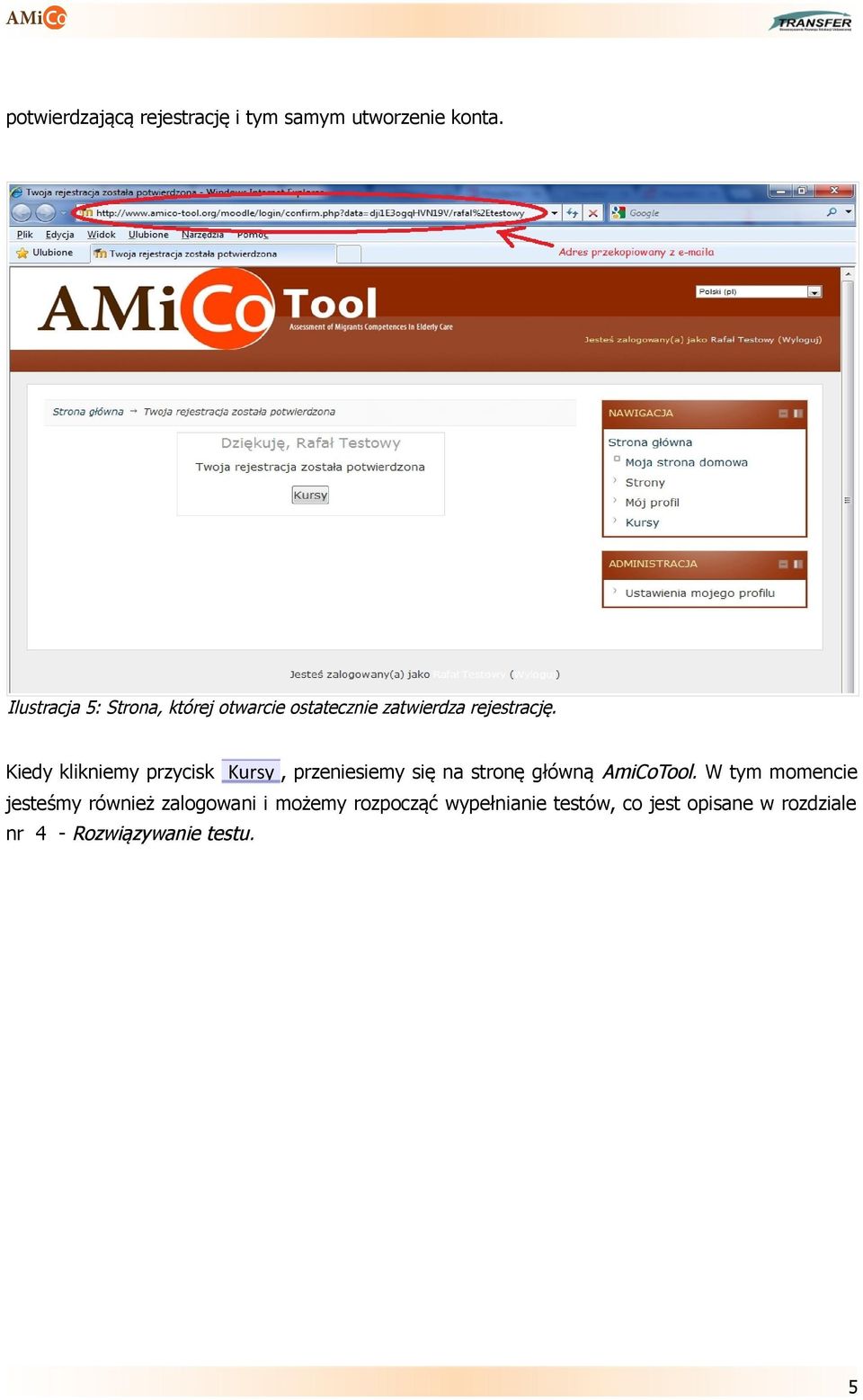 Kiedy klikniemy przycisk Kursy, przeniesiemy się na stronę główną AmiCoTool.