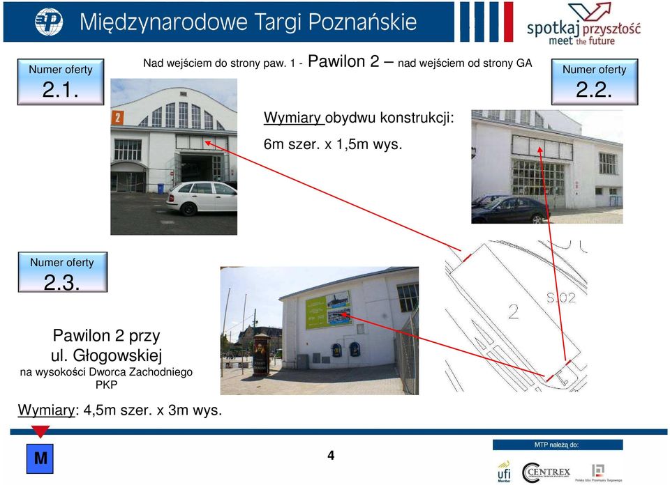 konstrukcji: 6m szer. x 1,5m wys. 2.2. 2.3.