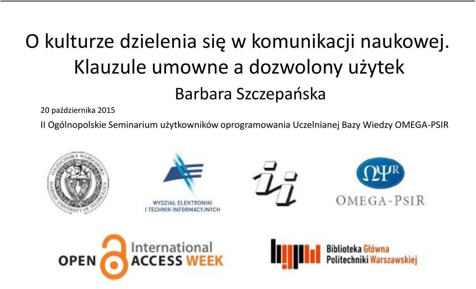 2015 Barbara Szczepańska II Ogólnopolskie Seminarium