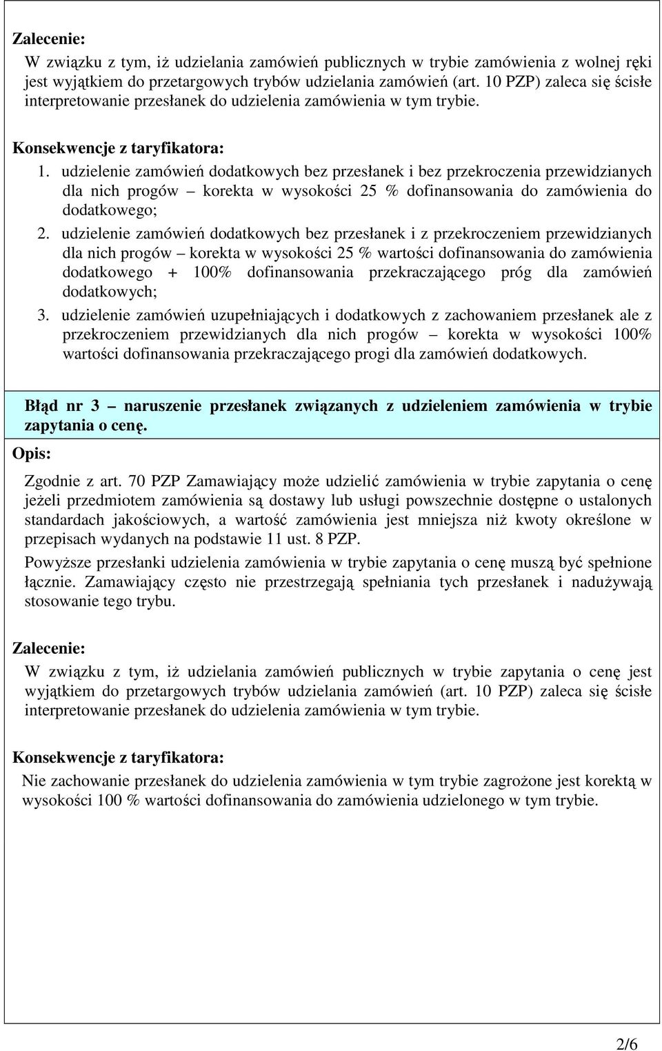 udzielenie zamówień dodatkowych bez przesłanek i bez przekroczenia przewidzianych dla nich progów korekta w wysokości 25 % dofinansowania do zamówienia do dodatkowego; 2.