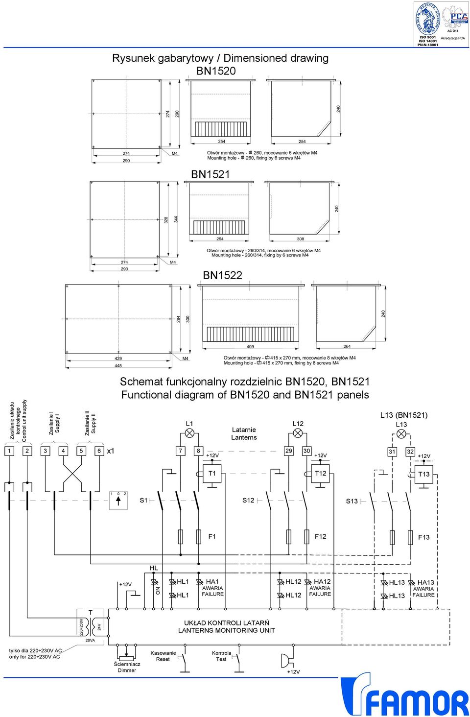 (BN1521) L13 31 32 T1 T12 T13 1 0 2 S1 S12 S13 F1 F12 F13 HL ON HL1 HL1 HA1 AWARIA FAILURE HL12 HL12 HA12 AWARIA FAILURE HL13 HL13 HA13 AWARIA FAILURE T