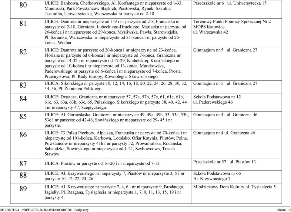 Pawła, Starowiejska, Pl. Szramka, Warszawska nr nieparzyste od 31-końca i nr parzyste od 26- końca, Wodna.
