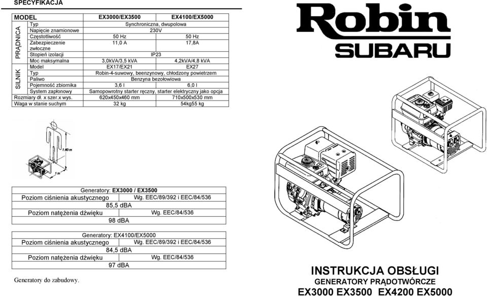Instrukcja Obsługi Generatory Prądotwórcze Ex3000 Ex3500 Ex4200 Ex Pdf Darmowe Pobieranie