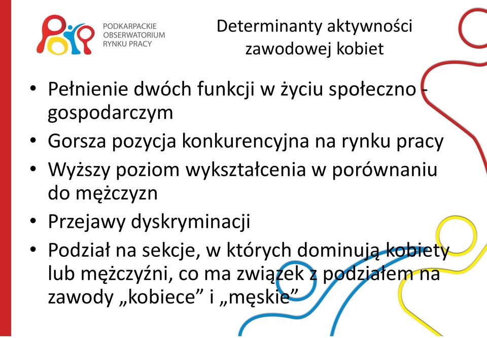 wykształcenia w porównaniu do mężczyzn Przejawy dyskryminacji Podział na sekcje, w