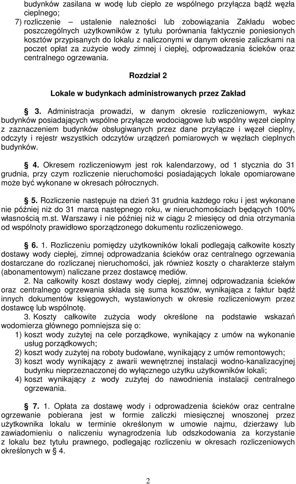 Rozdział 2 Lokale w budynkach administrowanych przez Zakład 3.