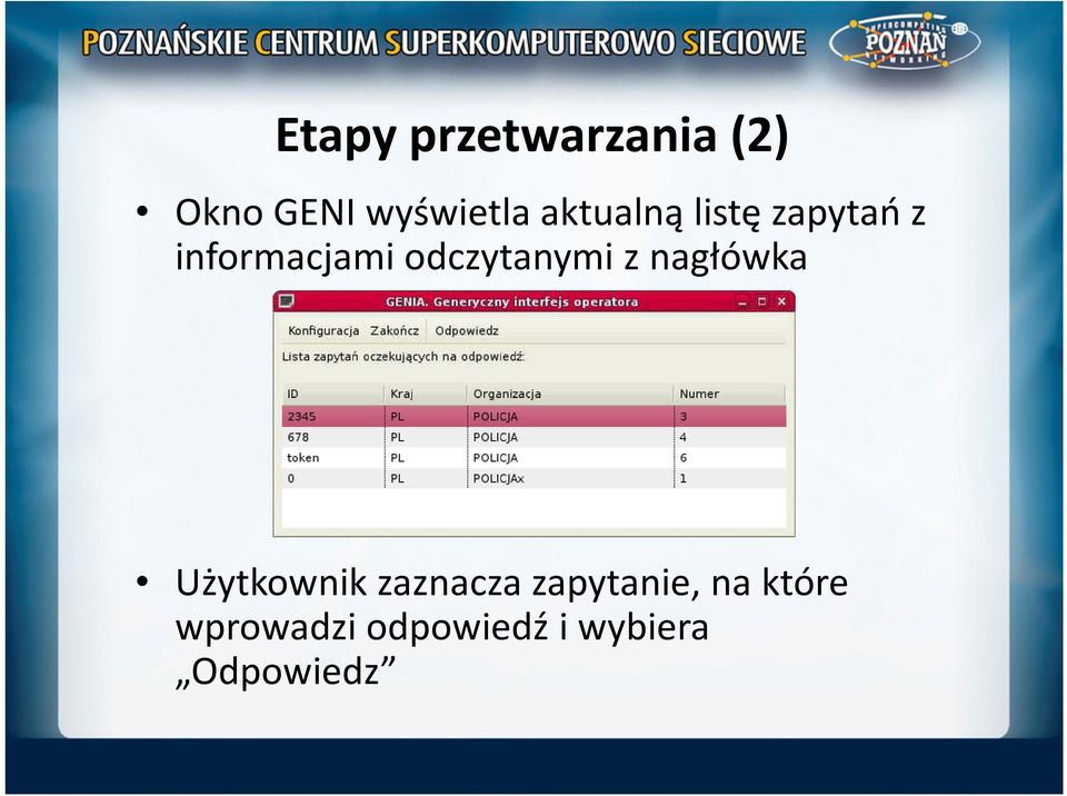 odczytanymi z nagłówka Użytkownik zaznacza