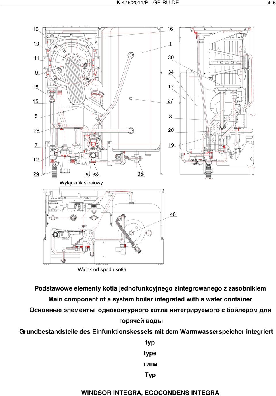 zintegrowanego z zasobnikiem Main component of a system boiler integrated with a water container