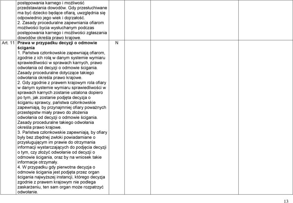 11 Prawa w przypadku decyzji o odmowie ścigania 1.