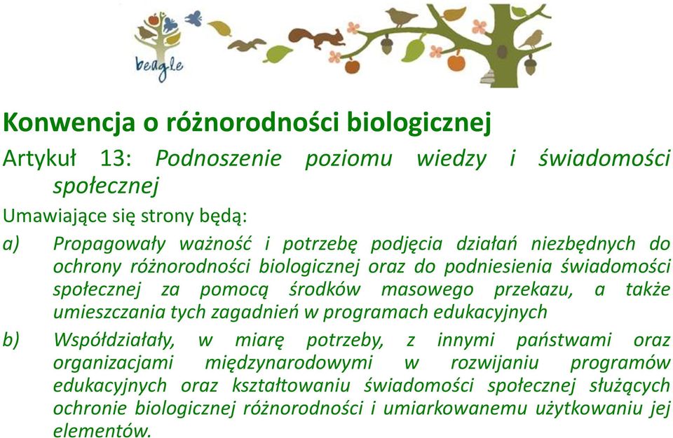 a także umieszczania tych zagadnieo w programach edukacyjnych b) Współdziałały, w miarę potrzeby, z innymi paostwami oraz organizacjami międzynarodowymi w