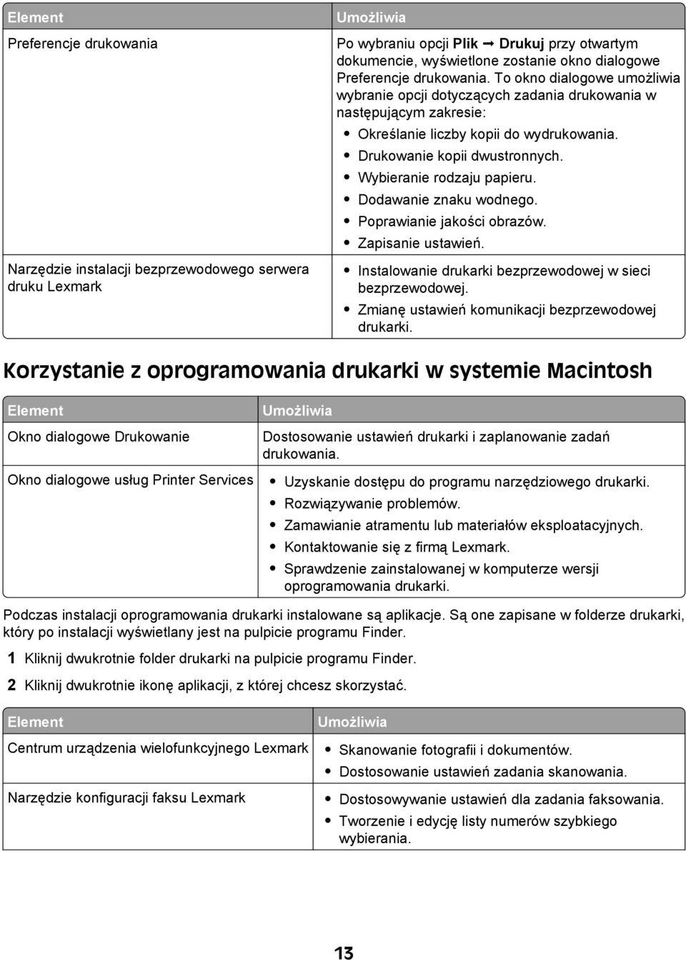 Wybieranie rodzaju papieru. Dodawanie znaku wodnego. Poprawianie jakości obrazów. Zapisanie ustawień. Instalowanie drukarki bezprzewodowej w sieci bezprzewodowej.