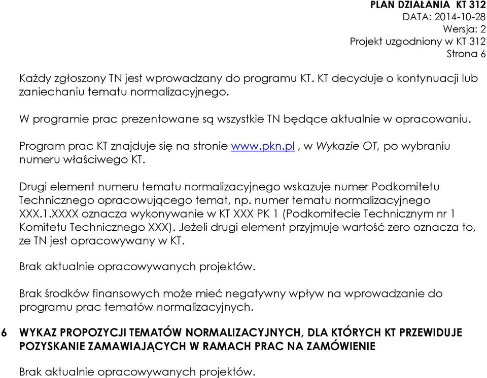 Drugi element numeru tematu normalizacyjnego wskazuje numer Podkomitetu Technicznego opracowującego temat, np. numer tematu normalizacyjnego XXX.1.