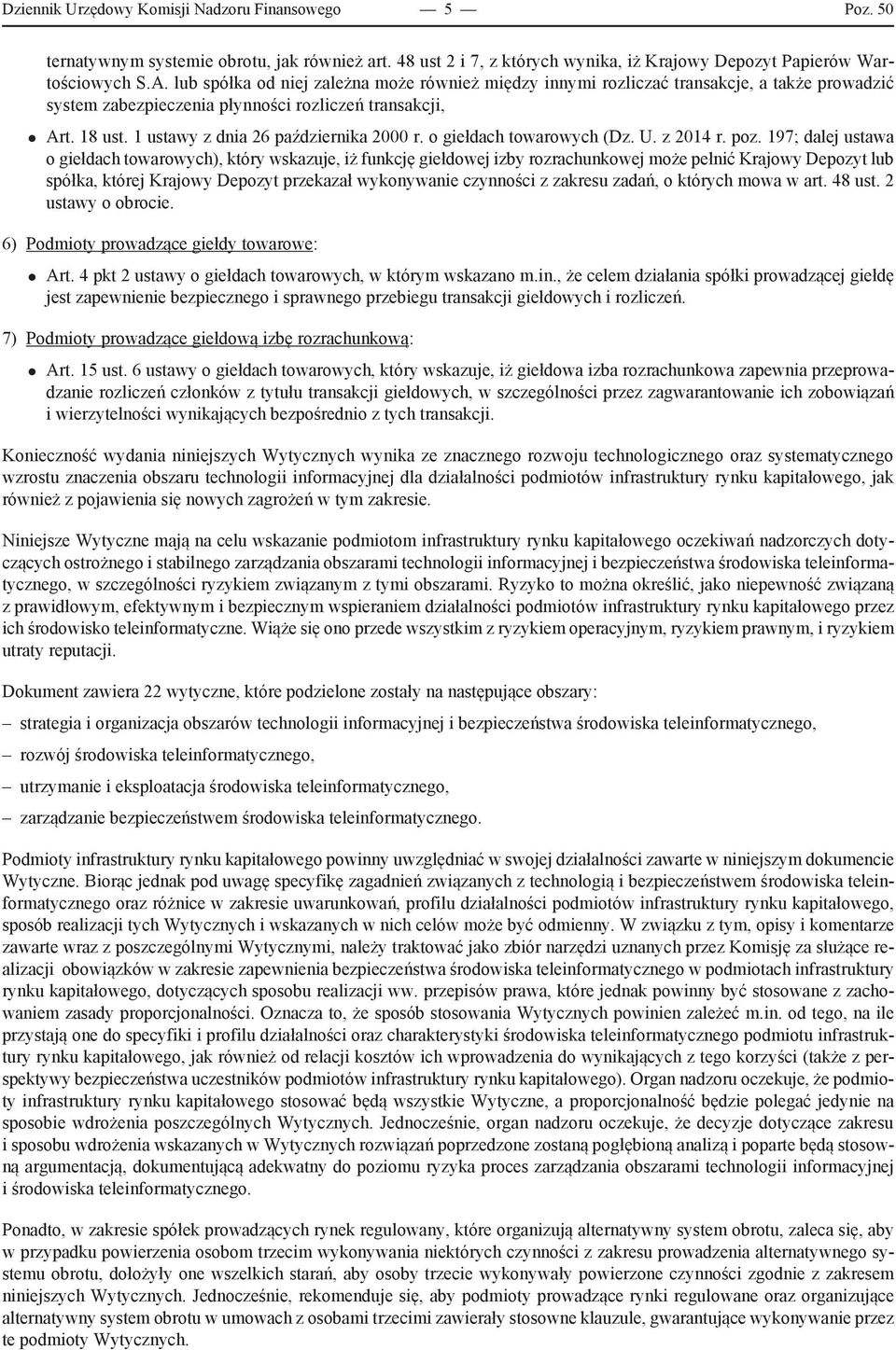 o giełdach towarowych (Dz. U. z 2014 r. poz.