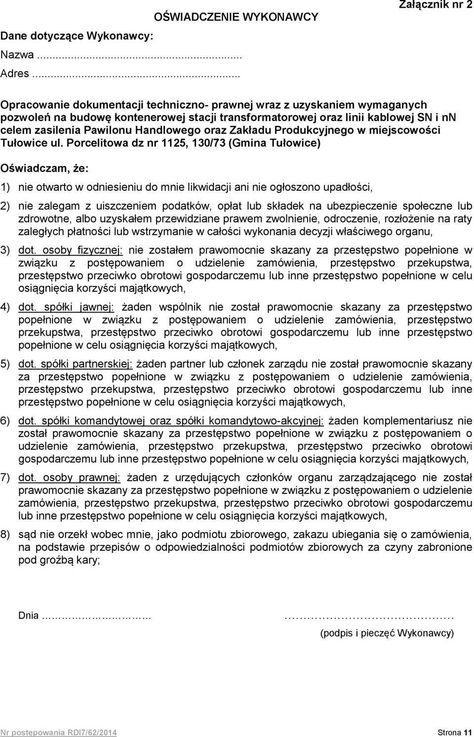 Pawilonu Handlowego oraz Zakładu Produkcyjnego w miejscowości Tułowice ul.