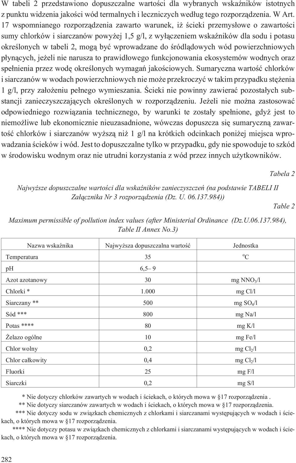 byæ wprowadzane do œródl¹dowych wód powierzchniowych p³yn¹cych, je eli nie narusza to prawid³owego funkcjonowania ekosystemów wodnych oraz spe³nienia przez wodê okreœlonych wymagañ jakoœciowych.