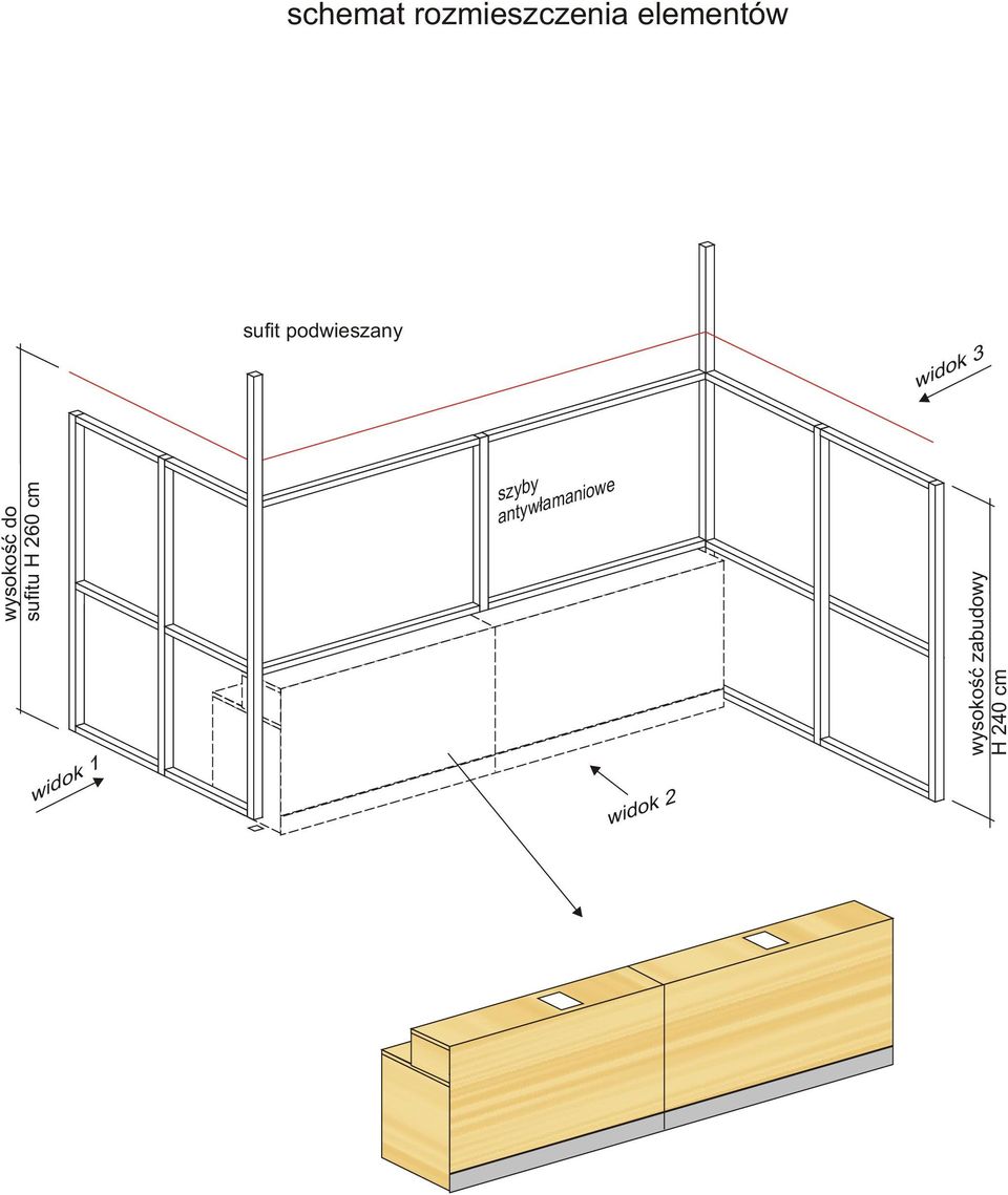 sufitu H 260 cm widok 1 szyby