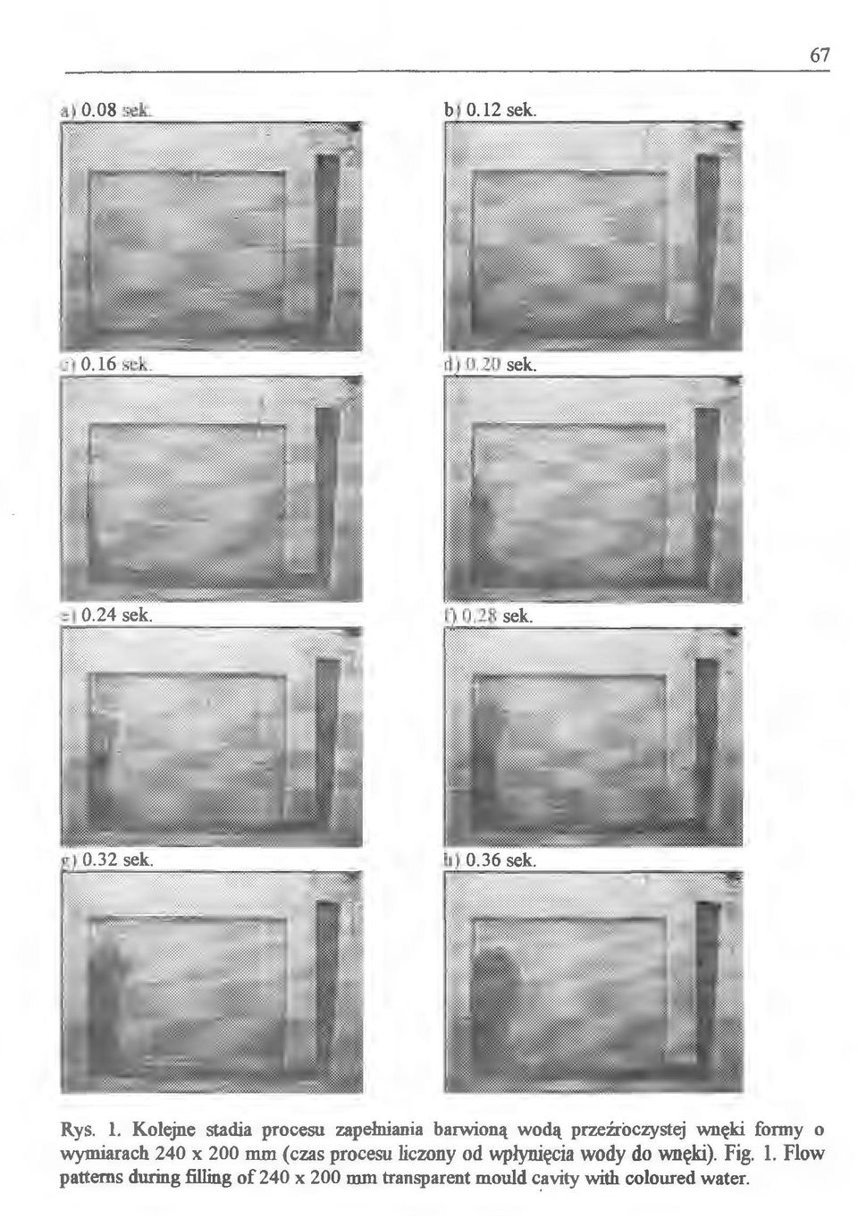 wnęki formy o wymiarach 240 x 200 mm (czas procesu liczony od