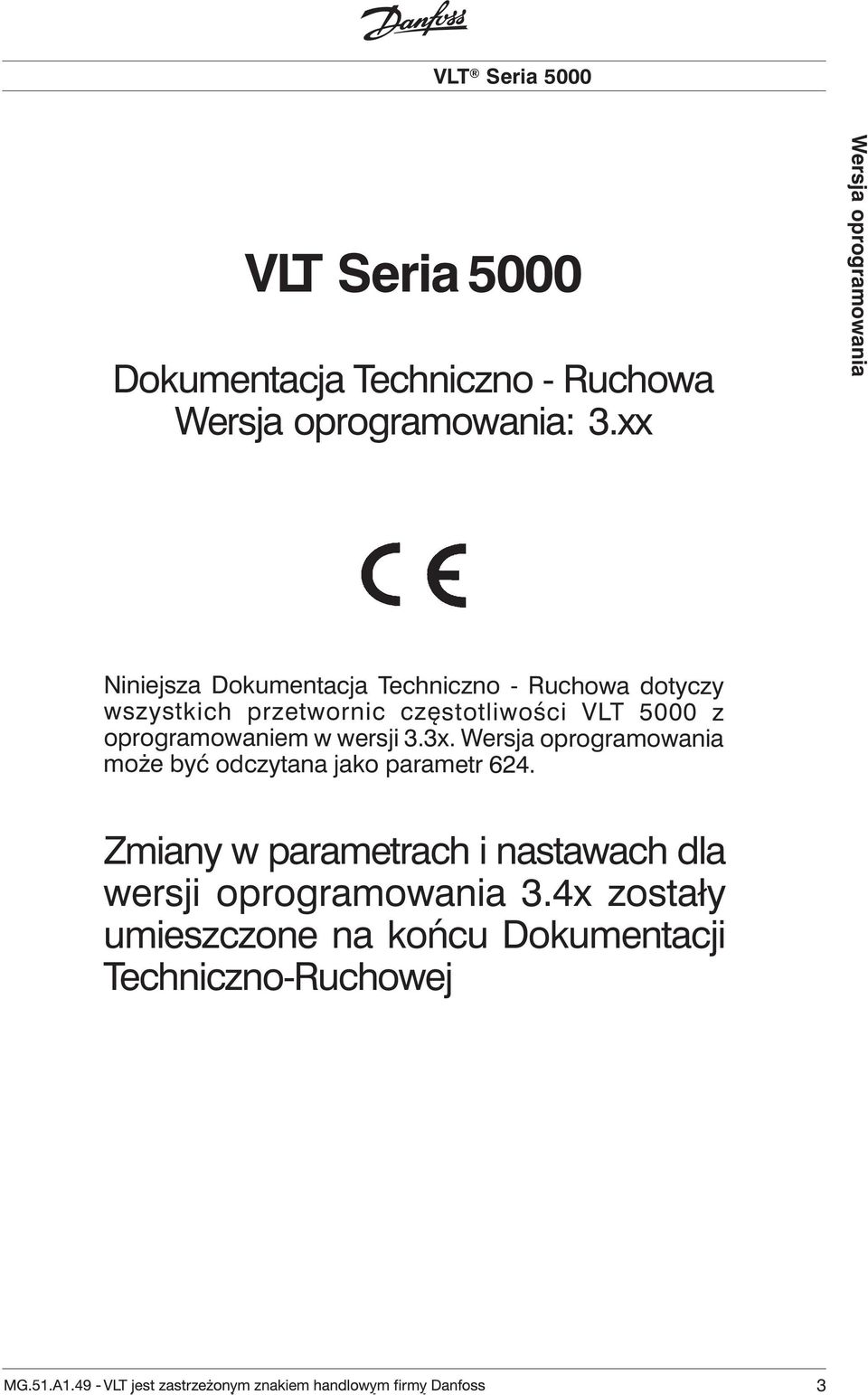 częstotliwości VLT 5000 z oprogramowaniem w wersji 3.3x.