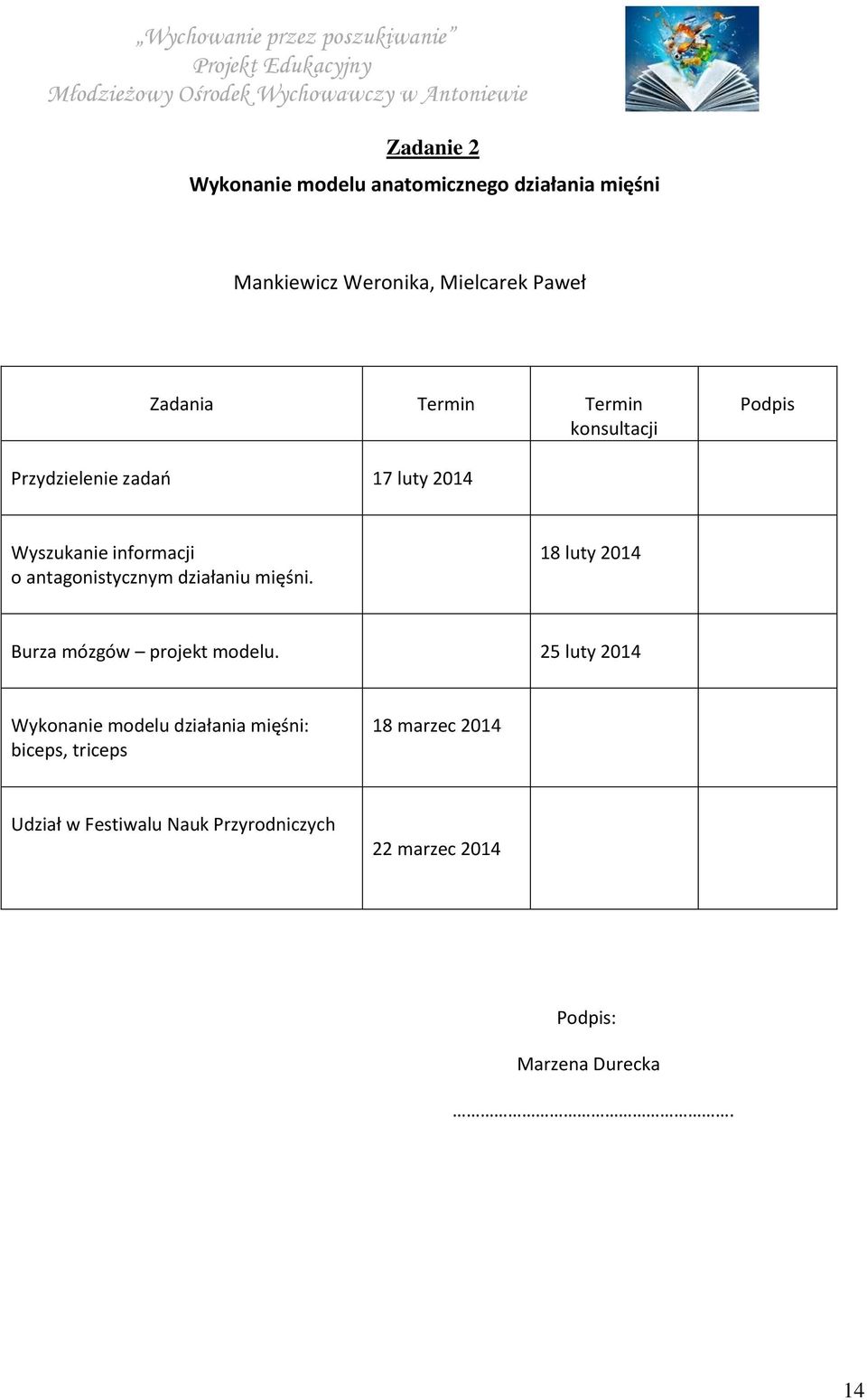 antagonistycznym działaniu mięśni. 18 luty 2014 Burza mózgów projekt modelu.