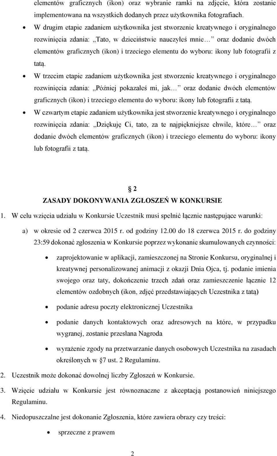 elementu do wyboru: ikony lub fotografii z tatą.