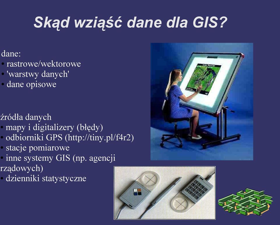 źródła danych mapy i digitalizery (błędy) odbiorniki GPS