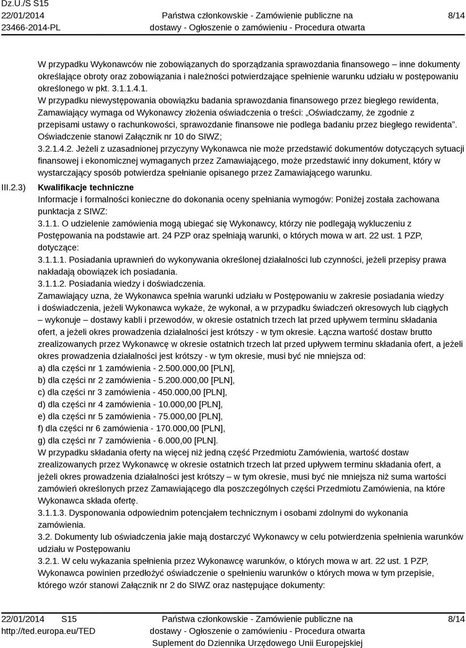 postępowaniu określonego w pkt. 3.1.