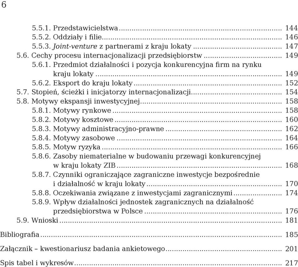 Motywy administracyjno-prawne... 5.8.4. Motywy zasobowe... 5.8.5. Motyw ryzyka... 5.8.6. Zasoby niematerialne w budowaniu przewagi konkurencyjnej w kraju lokaty ZIB... 5.8.7.
