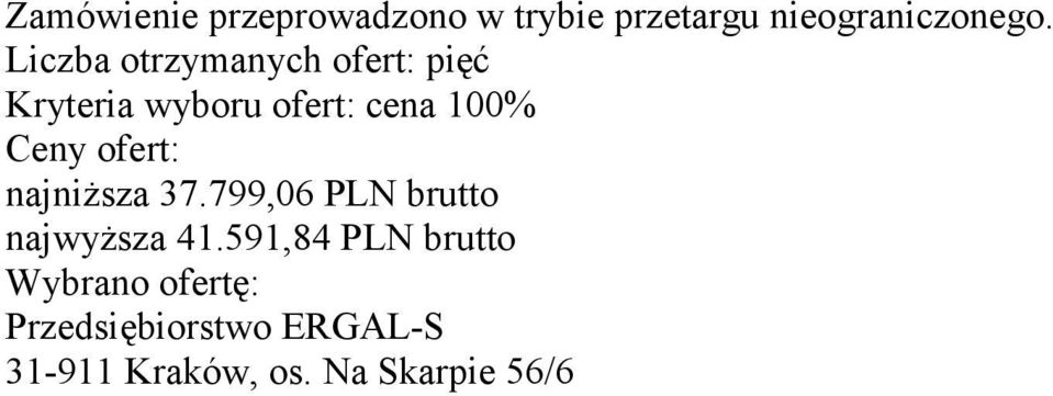 799,06 PLN brutto najwyższa 41.