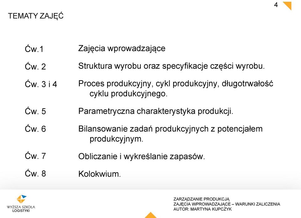 Proces produkcyjny, cykl produkcyjny, długotrwałość cyklu produkcyjnego.