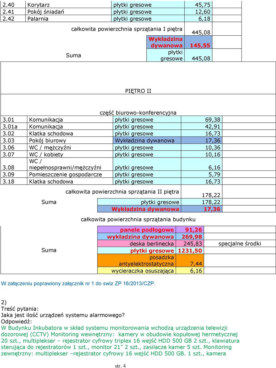 01 Komunikacja płytki gresowe 69,38 3.01a Komunikacja płytki gresowe 42,91 3.02 Klatka schodowa płytki gresowe 16,73 3.03 Pokój biurowy Wykładzina dywanowa 17,36 3.