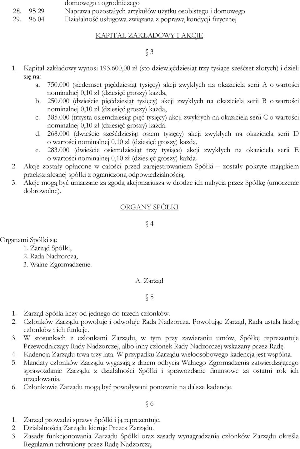 000 (siedemset pięćdziesiąt tysięcy) akcji zwykłych na okaziciela serii A o wartości nominalnej 0,10 zł (dziesięć groszy) każda, b. 250.