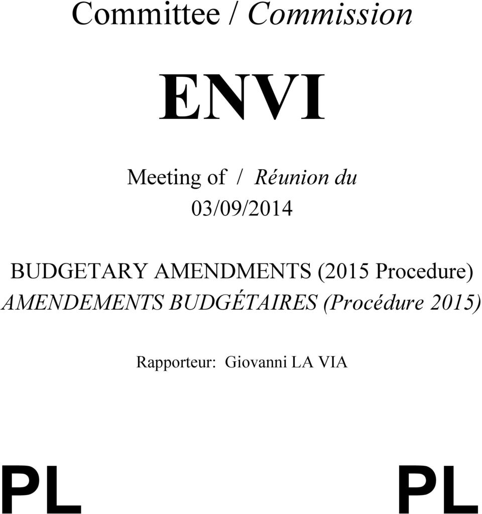 (2015 Procedure) AMENDEMENTS BUDGÉTAIRES